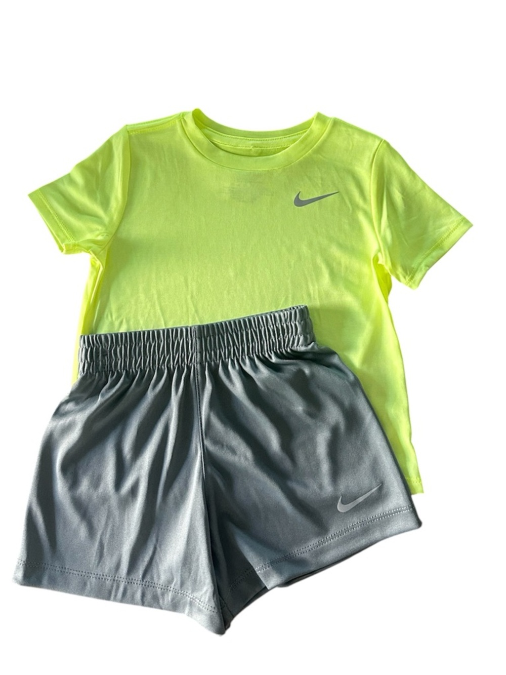 Nike Neon Yellow Tee with Gray Athletic Shorts NWT Boys 2T